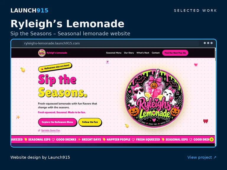 Ryleigh’s Lemonade | Sip the Seasons website designed by Launch915