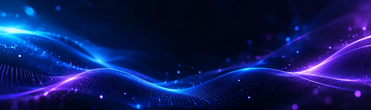 Abstract blue light waves on a dark background